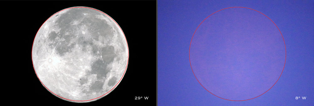 95 min. 29° west 8° west angular view versus lunar movement