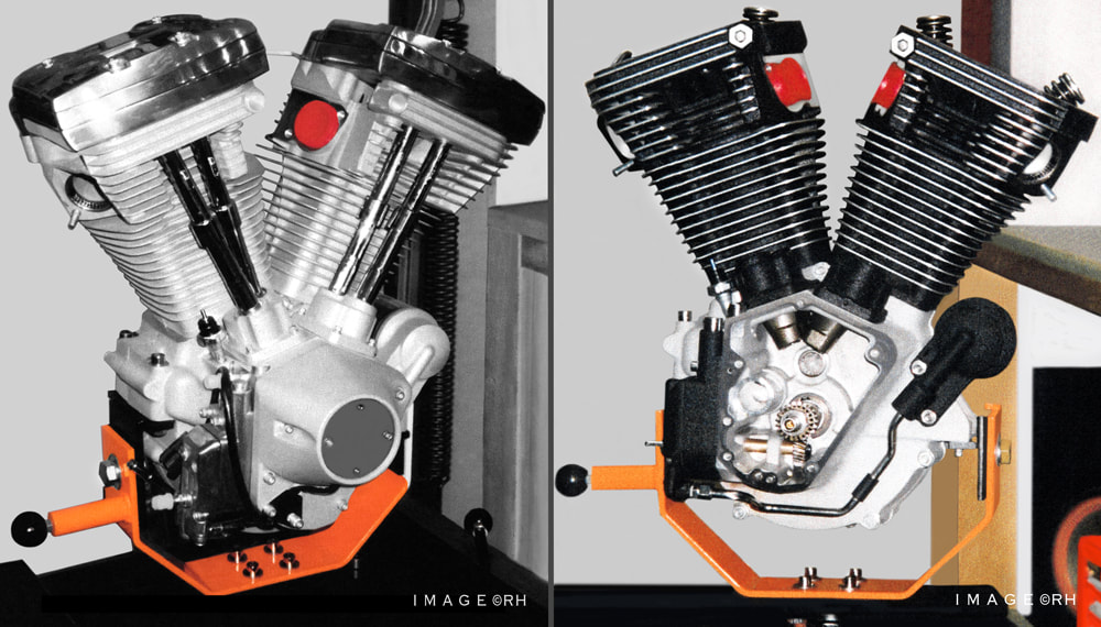 DIY wrinkle finish V2 engines, fin edge grinding cylinders and heads, Big Twin Harley Davidson engines, wrinkle finish HD engines, images by Rick Hemi