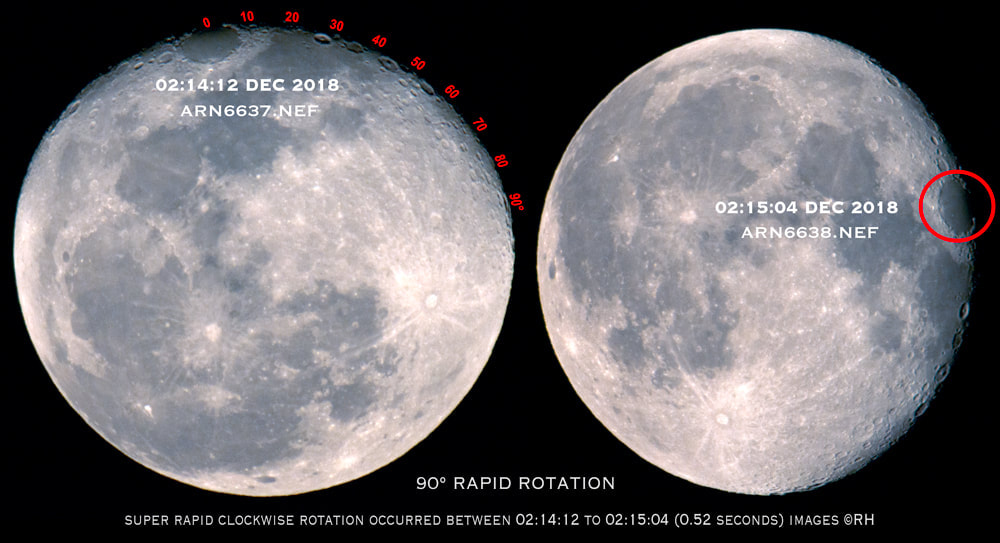 rapid 90° degree clockwise lunar rotation, images by Rick Hemi 