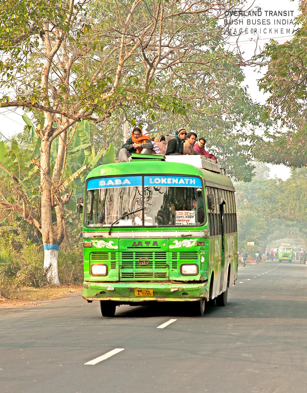 solo overland travel and transit India, bush bus roof top transit image by Rick Hemi