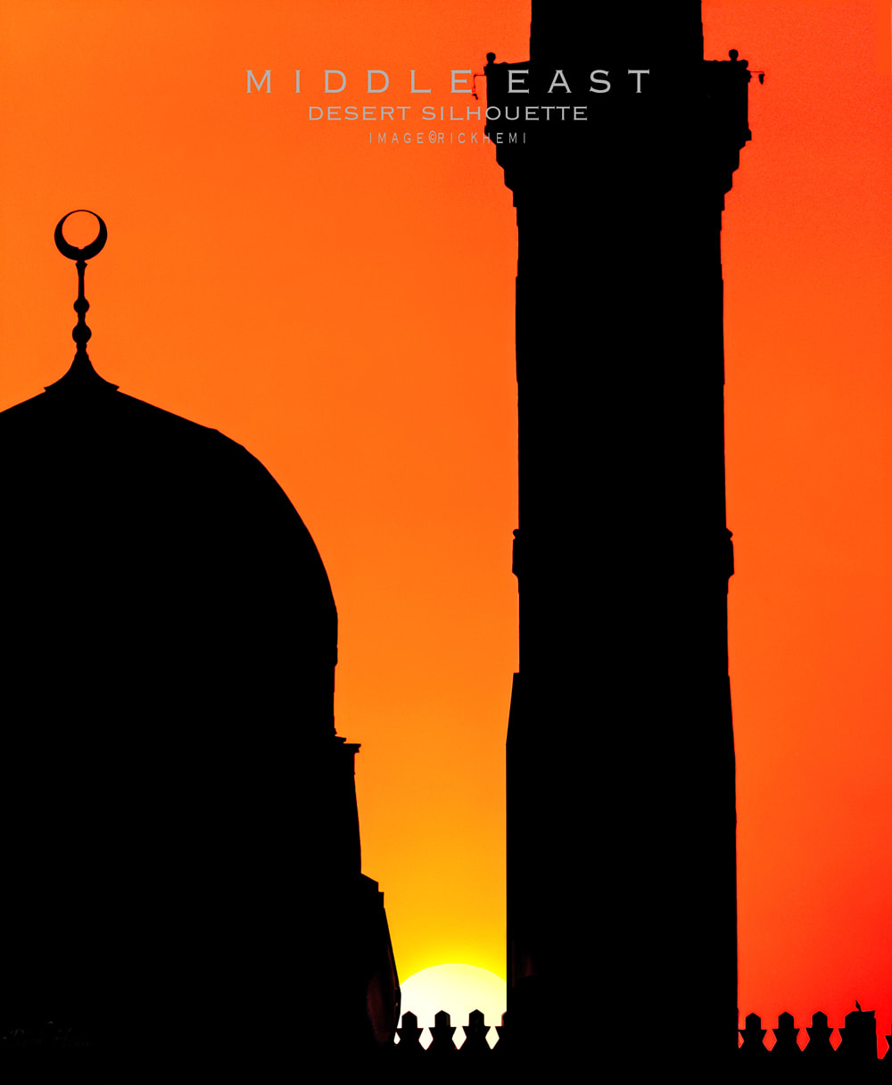Middle East solo overland travel, mosque silhouette, image by Rick Hemi