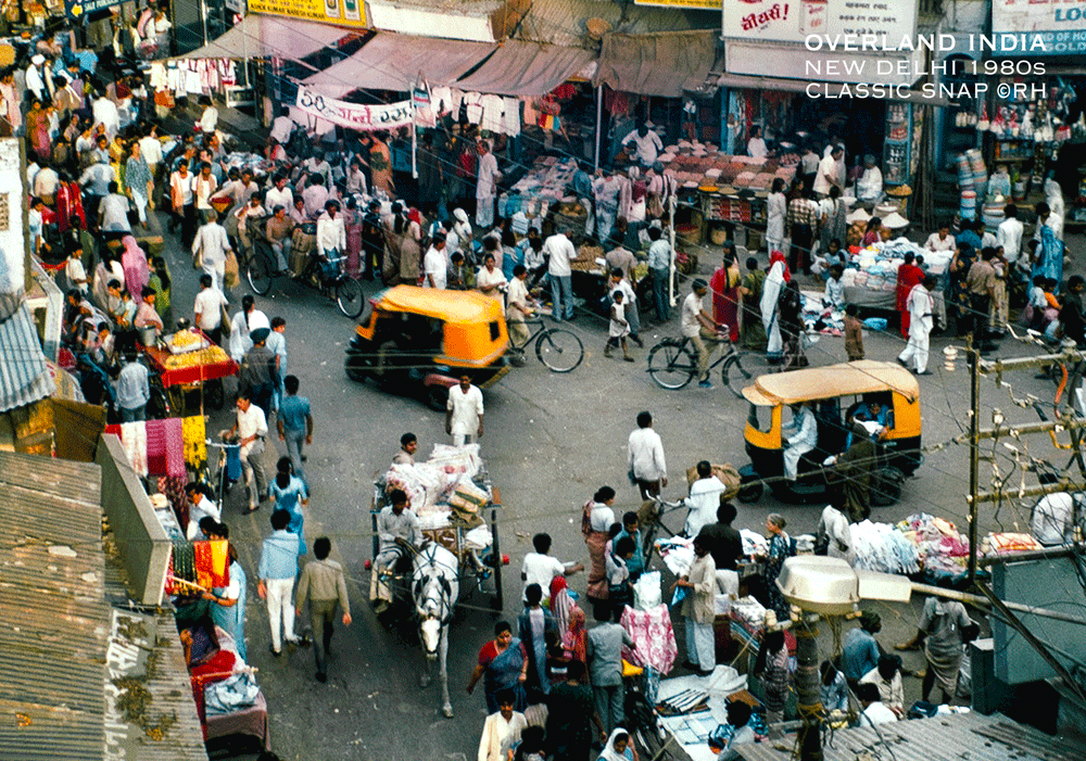 solo overland travel, classic mid eighties New Delhi roll film snap, image by Rick Hemi