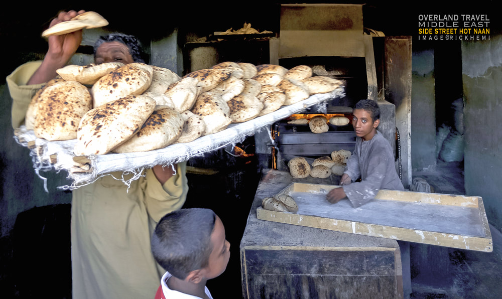 solo overland travel Middle East, side street naan oven, image by Rick Hemi