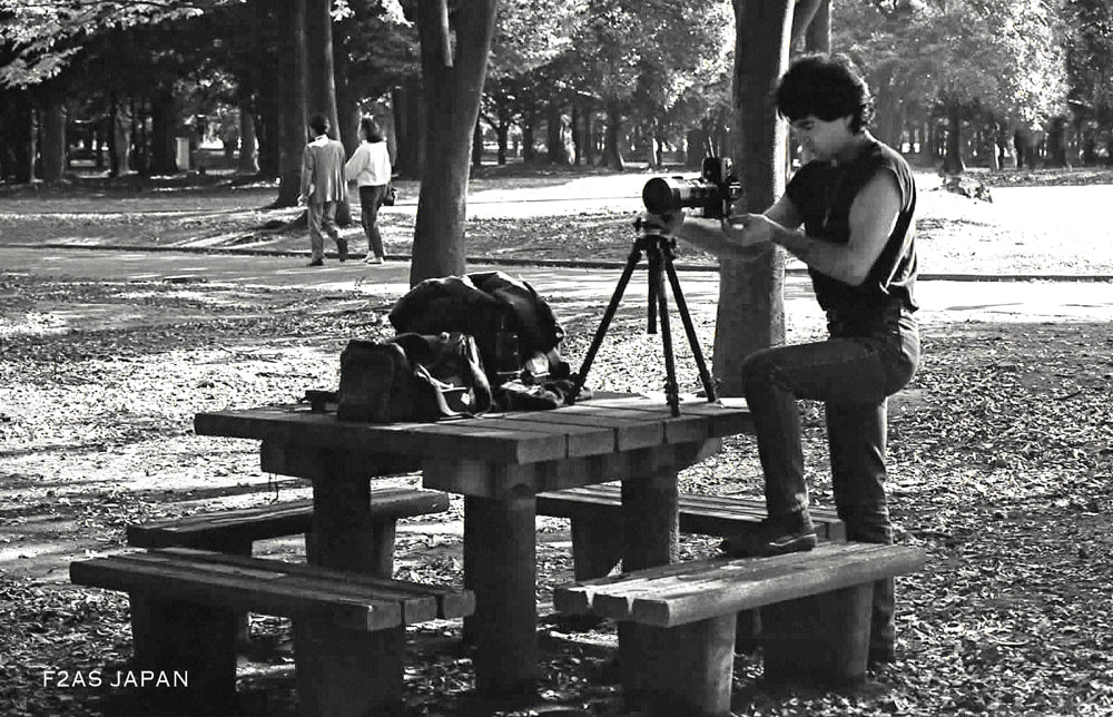 solo overland travel offshore, classic snap Ueno park Tokyo, Nikon F2AS photo gear