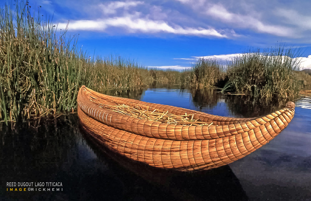 overland travel South America, Lago Titicaca, Uros hand made reed boat, image by Rick Hemi