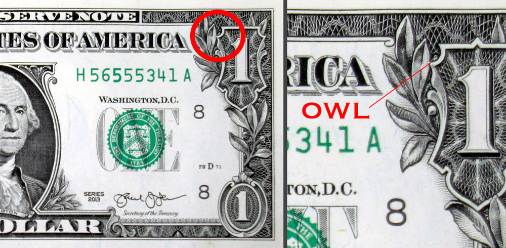 U.S. one dollar bill front side