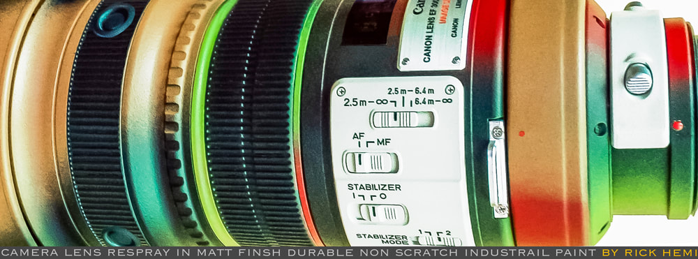 resprayed camera lenses with an industrial matt non-chip paint