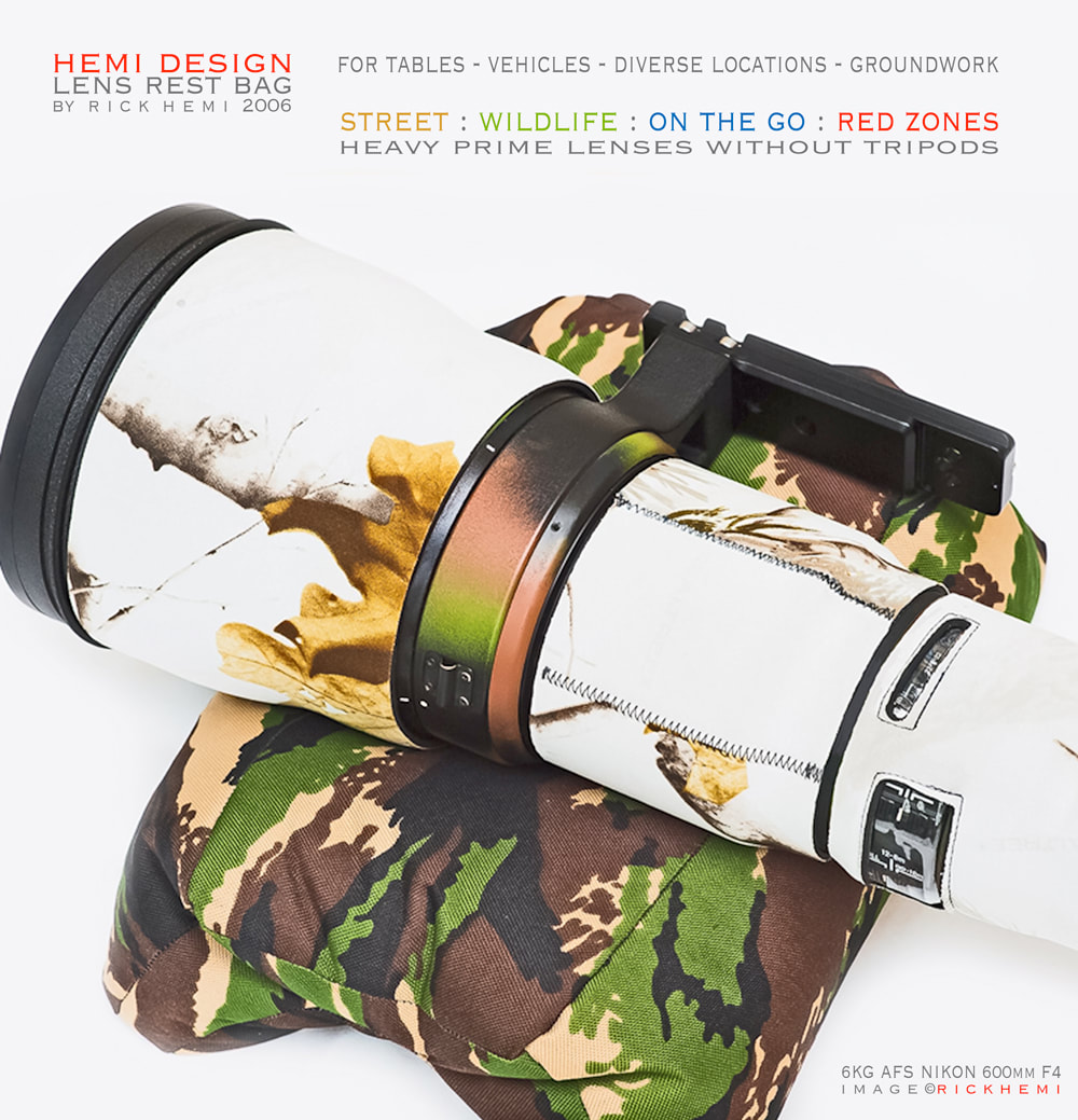 about page Rick Hemi, custom designed rest bags for heavy camera lenses by Rick Hemi