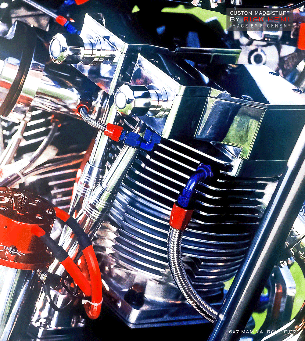 about page Rick Hemi, custom engine parts designed and made by Rick Hemi, american big twin