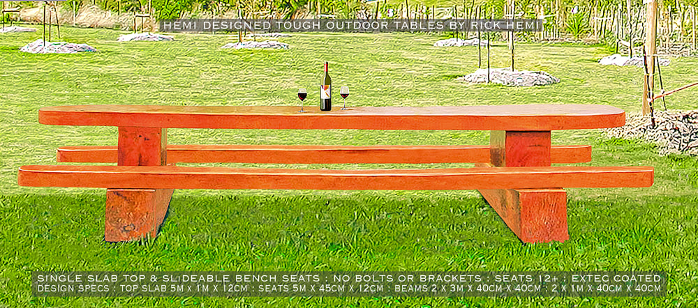 about page Rick Hemi, custom designed outdoor big slab tables by Rick Hemi