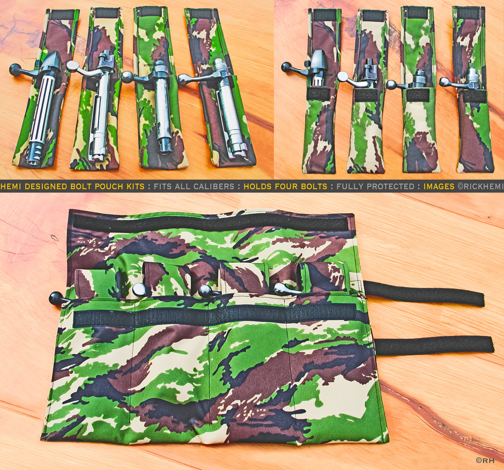 about page Rick Hemi, custom designed multi-fit rifle bolt pouch kits, images  by Rick Hemii