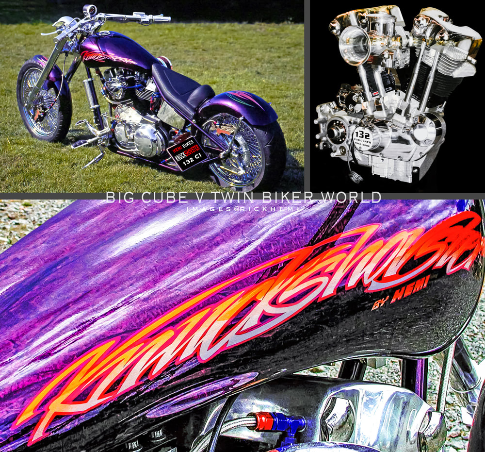 classic big cube V twin by Rick Hemi, hardtail 132 cubic inch, images by Rick Hemi 