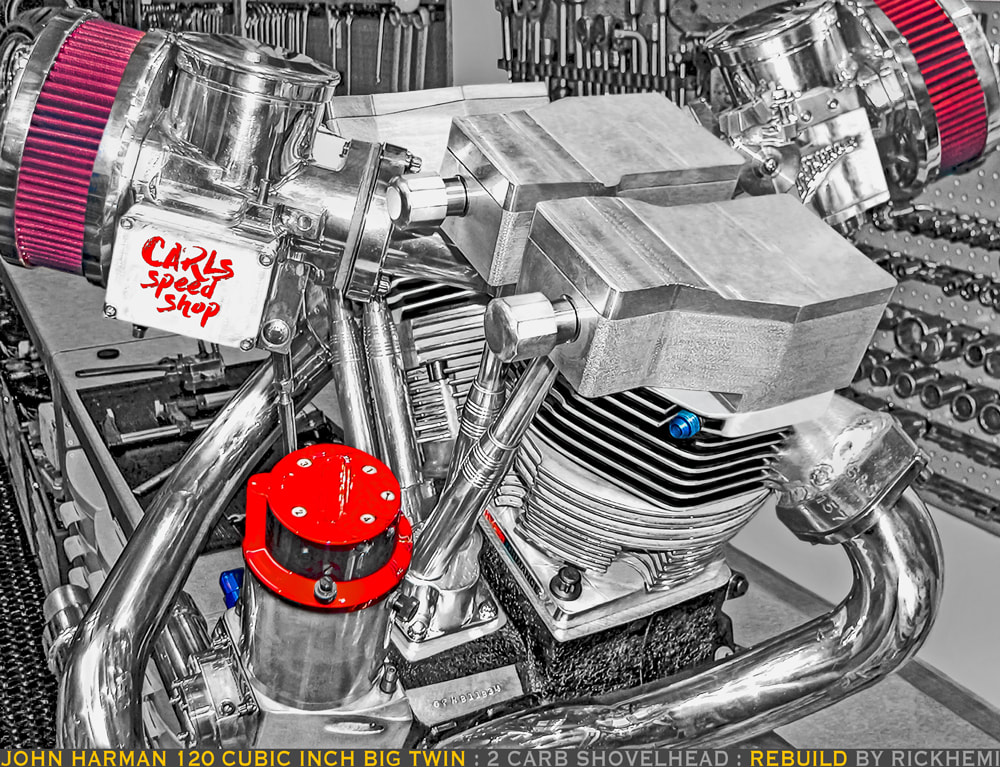 classic Shovelhead big bore engines, 120 cubic inch Harley Shovelhead street engine by Rick Hemi