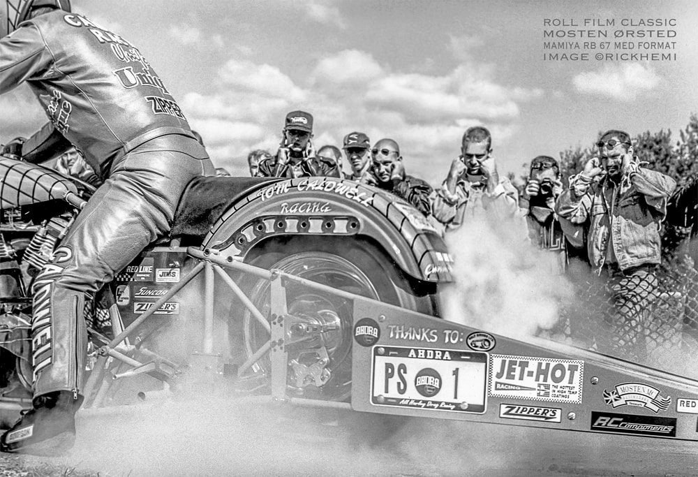 medium roll film classic snap, tom caldwell top fuel dragster, image by Rick Hemi