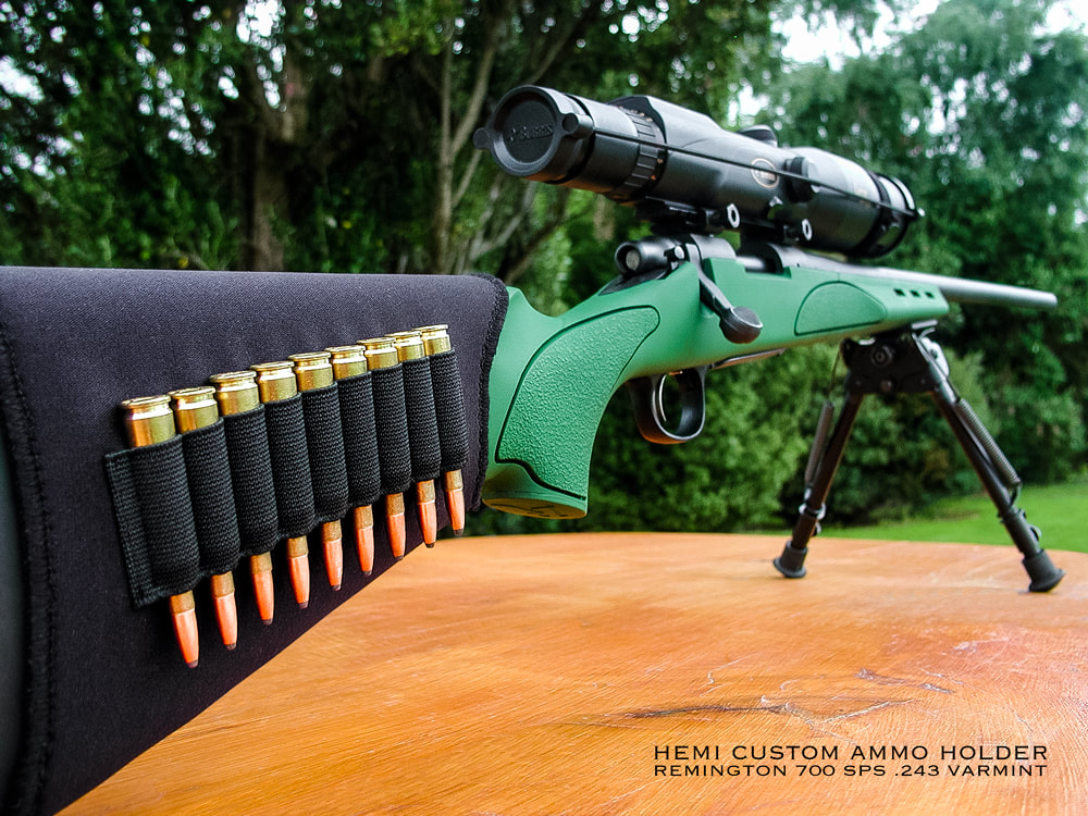 Hemi custom design ammo stock holder, Remington 700 SPS .243 Varmint, image by Rick Hemi