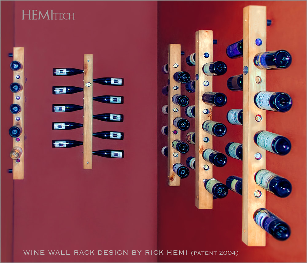 Hemitech wall wine rack design by Rick Hemi