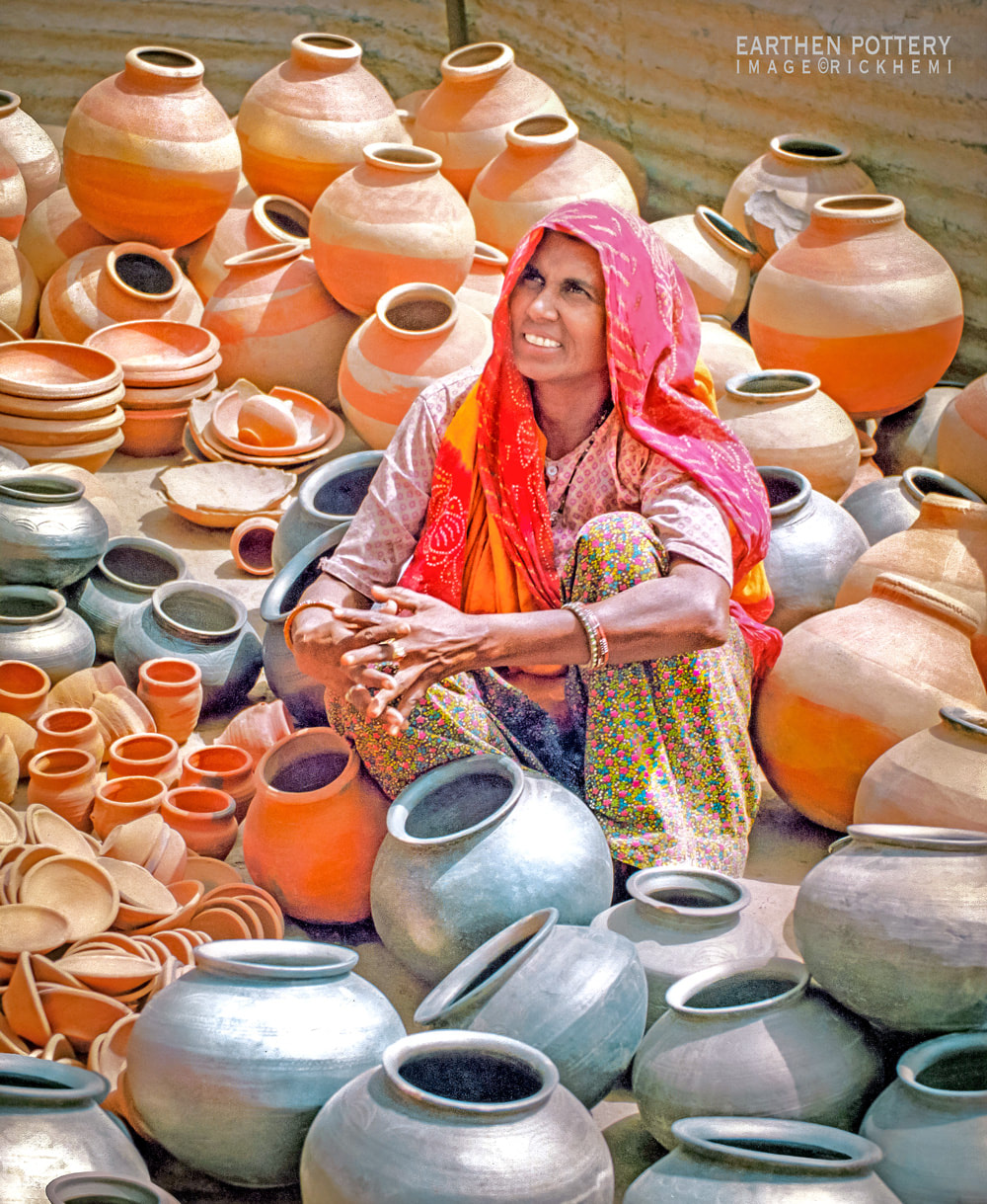 solo travel overland India, earthen pottery India, vases and pottery India, image by Rick Hemi