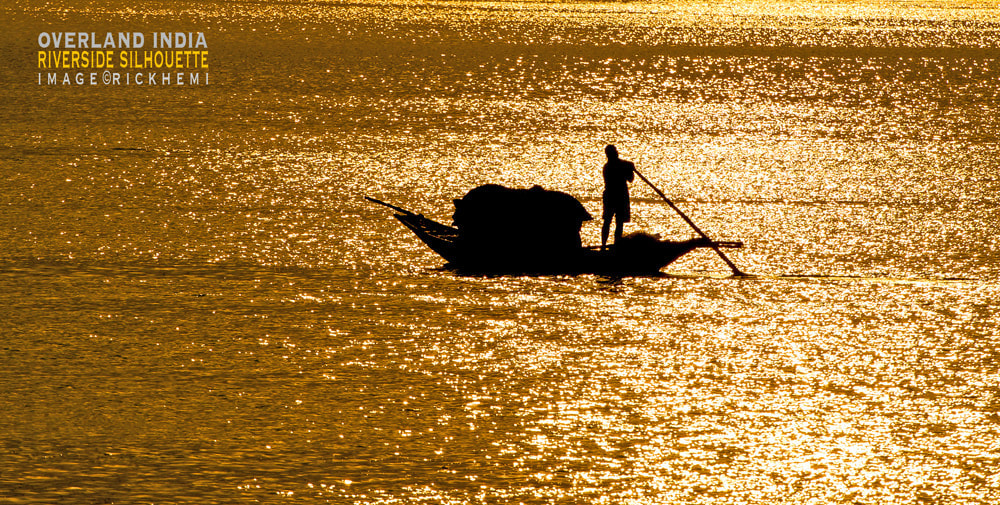 overland travel India, river silhouette, DSLR image by Rick Hemi