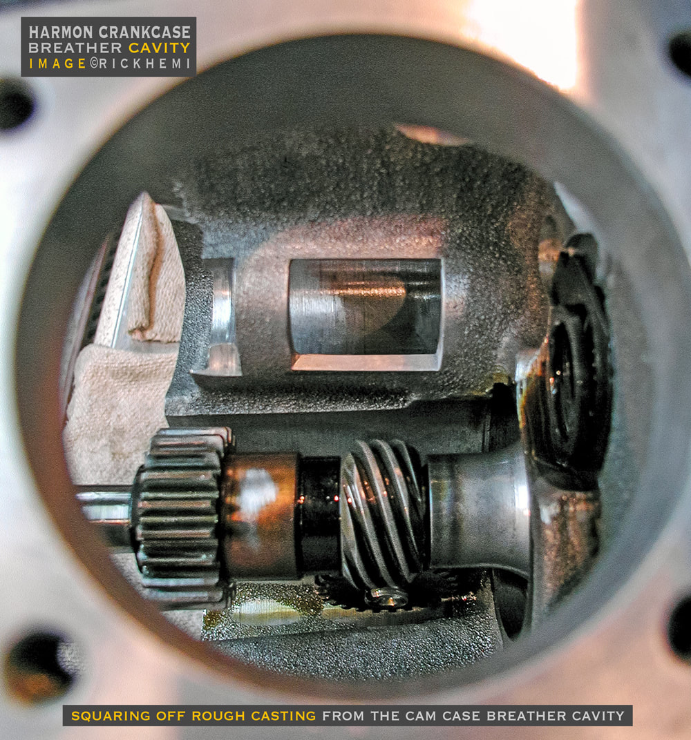 John Harmon 120 cubic inch Shovelhead engine crankcase breather modifications, image by Rick Hemi