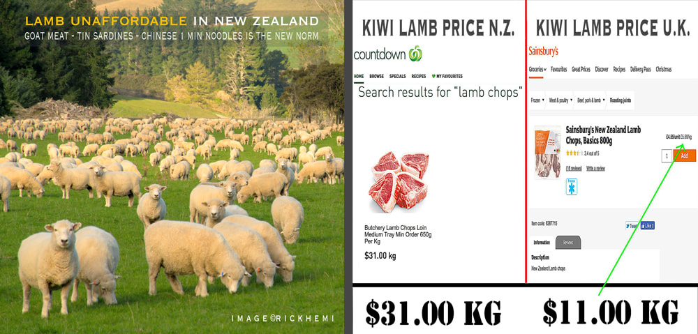 Kiwi New Zealand lamb, the great deception of food costs in New Zealand, image by Rick Hemi