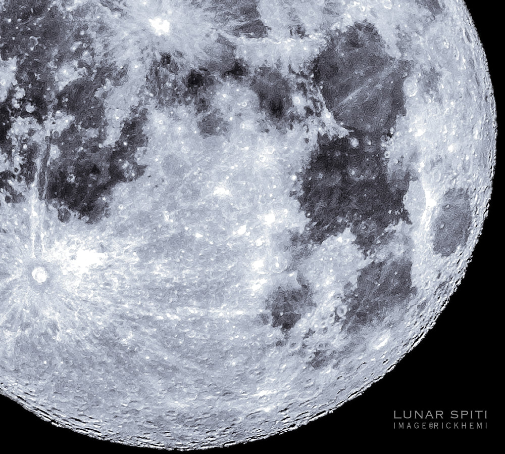 moon shot capture midwinter Himalaya highlands, Nikon Nikkor 800mm 5.6 AIS, moon shot captured in minus -25C temp, image by Rick Hemi 