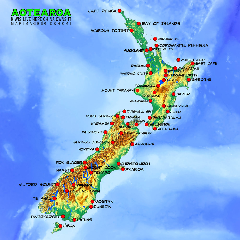 Kiwi overland road trip New Zealand road route map, image by Rick Hemi