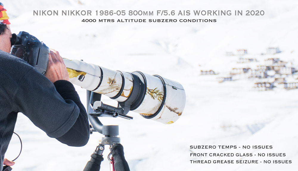 solo overland travel offshore, Nikon Nikkor 800mm f/5.6 AIS lens 2020-21, location shot 4000 metres midwinter