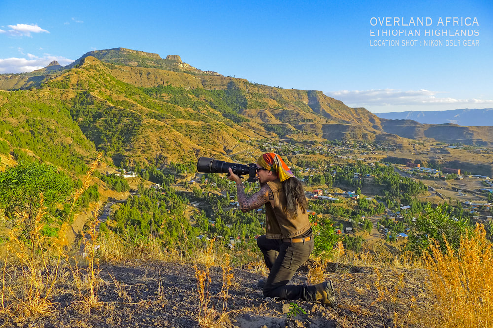 offshore solo overland travel, location snap Ethiopian highlands, Rick Hemi with Nikon DSLR photo gear