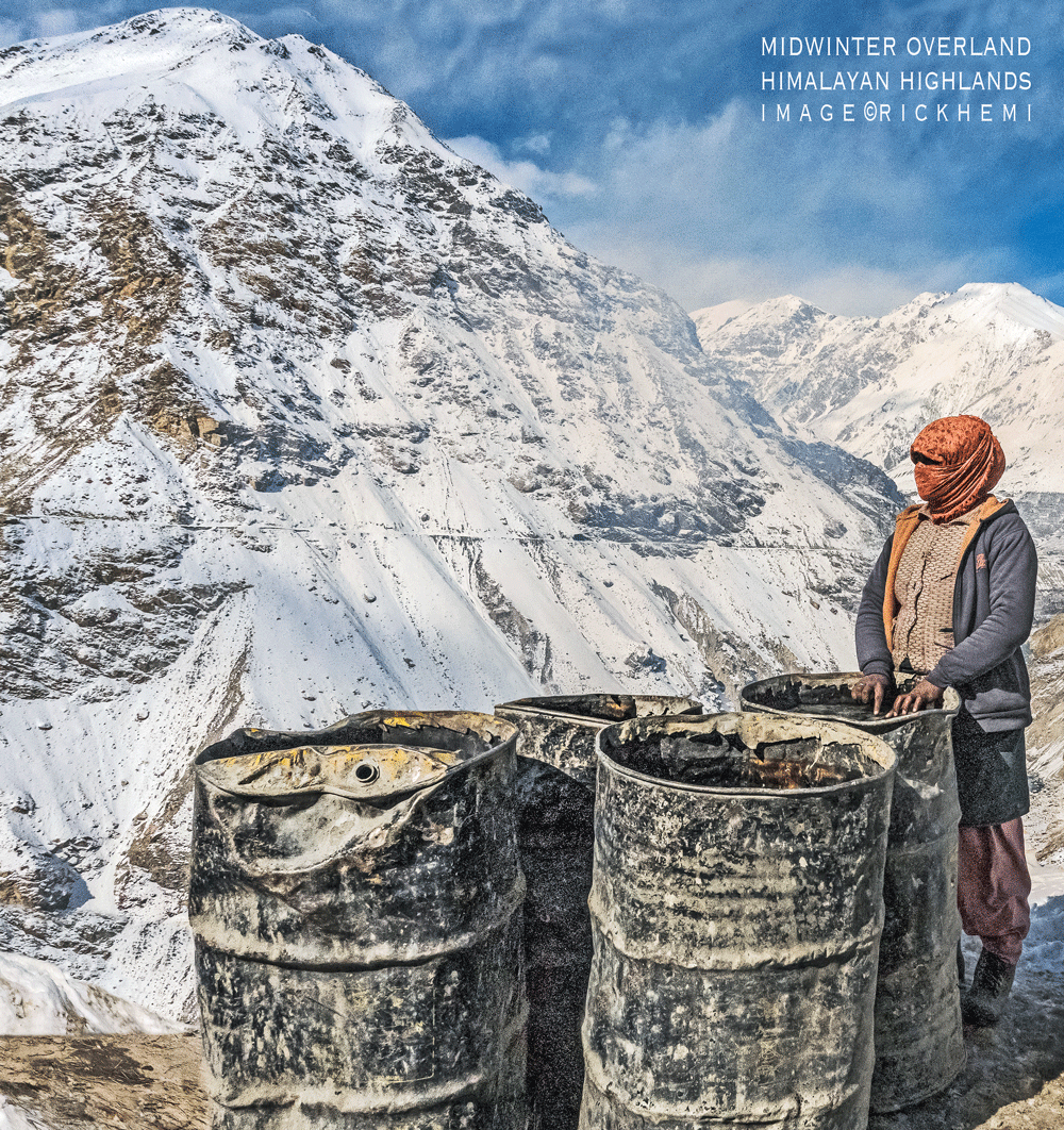 overland travel midwinter Indian Himalaya road journey, image by Rick Hemi
