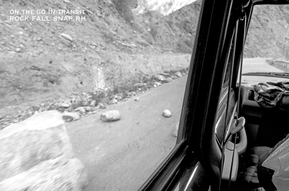overland travel midwinter India, rock fall and slips en-route to Spiti valley, image by Rick Hemi