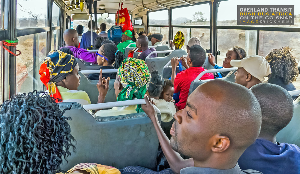 overland travel Africa, on the go bush bus transit, image by Rick Hemi