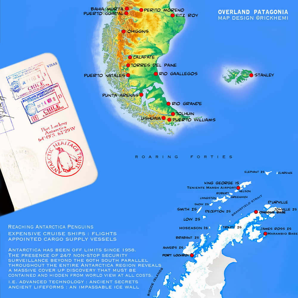 southern Patagonia & Antarctica, map design by Rick Hemi 