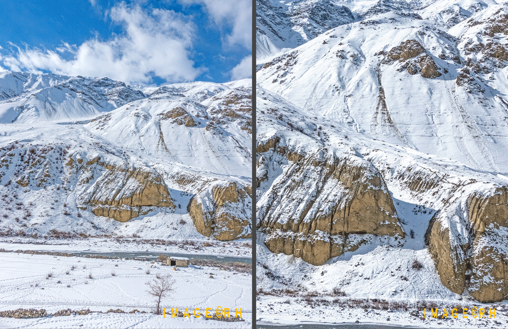 overland midwinter travel Himalayan highlands, snow leopard territory, images by Rick Hemi