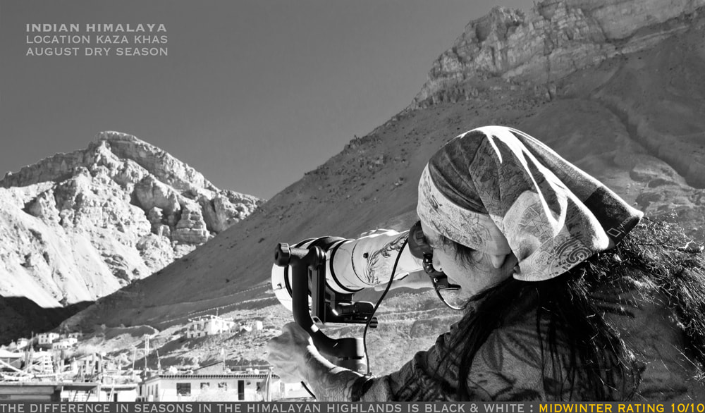 solo overland travel offshore, Himalayan highlands, dry season Kaza, Rick Hemi Nikon Nikkor 800mm 5.6 AIS location snap 