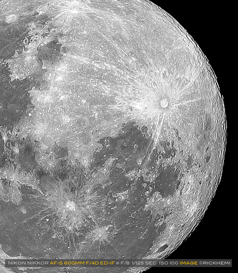 overland travel photo-gear, Nikon AF-S Nikkor 600mm f/4D ED-IF, moon shot, image by Rick Hemi
