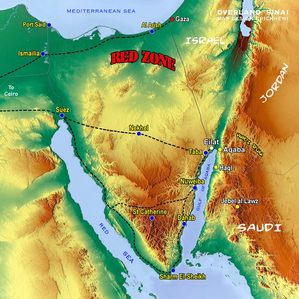 Sinai overland travel map route, image by Rick Hemi