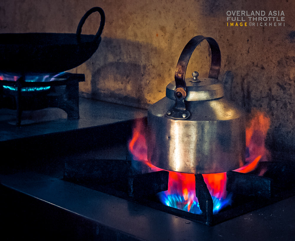solo overland travel Asia, full throttle gas oven, image by Rick Hemi