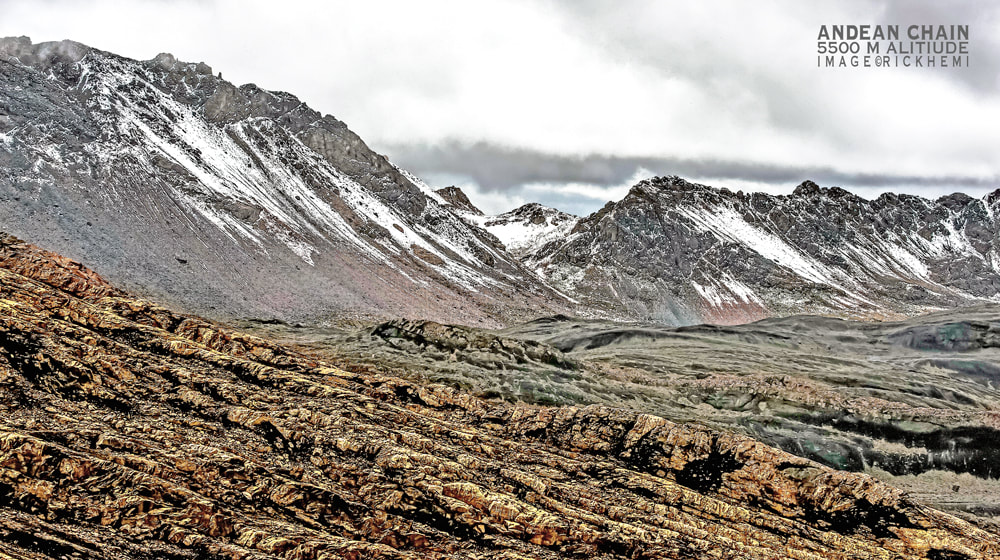 solo overland travel South America, Andean mountains @5500 metres altitude, image by Rick Hemi