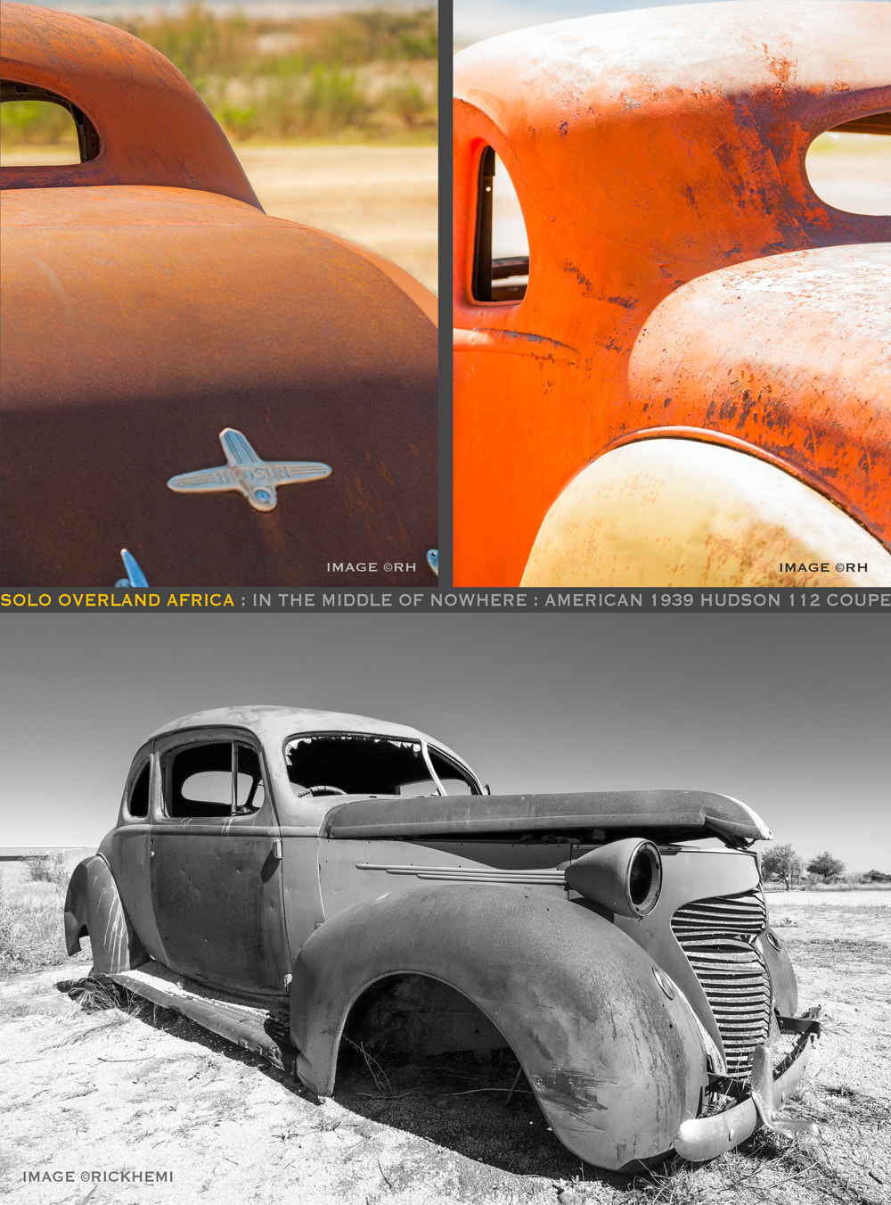 solo overland travel Africa, American 1939 Hudson 112 coupe, images by Rick Hemi