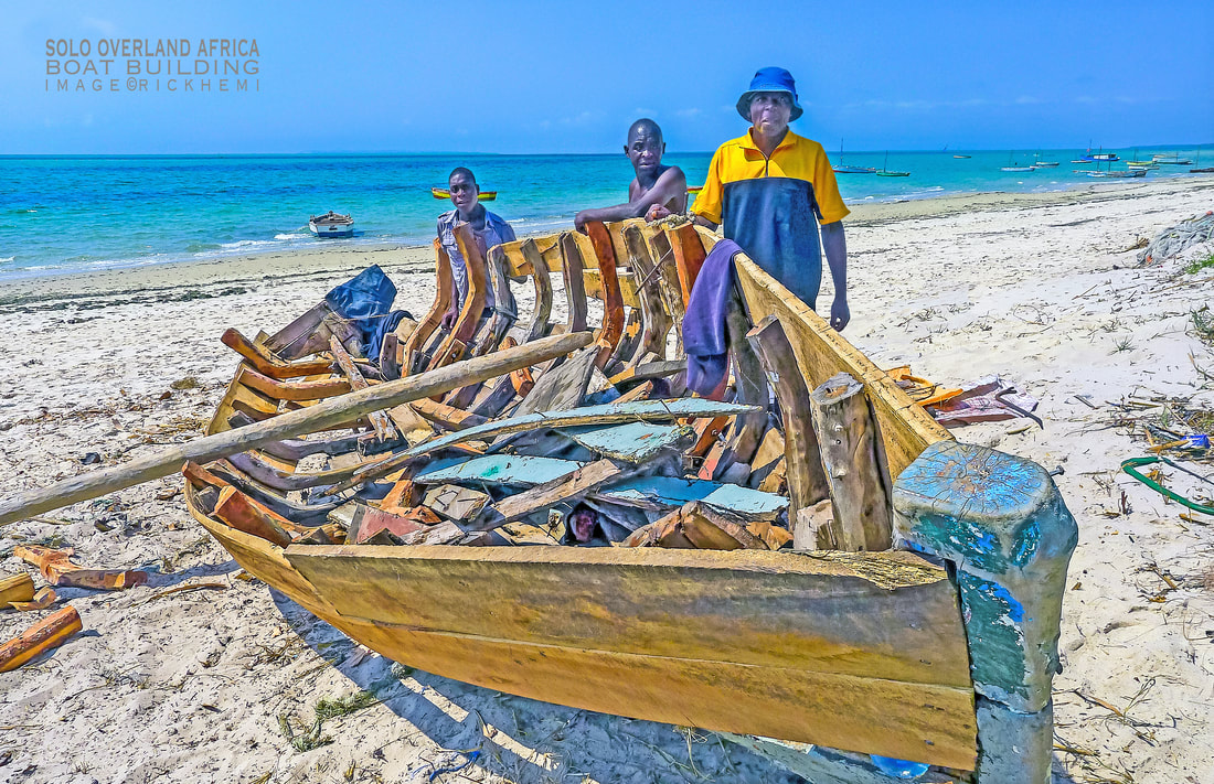 solo overland travel Africa, basic boat building, image by Rick Hemi