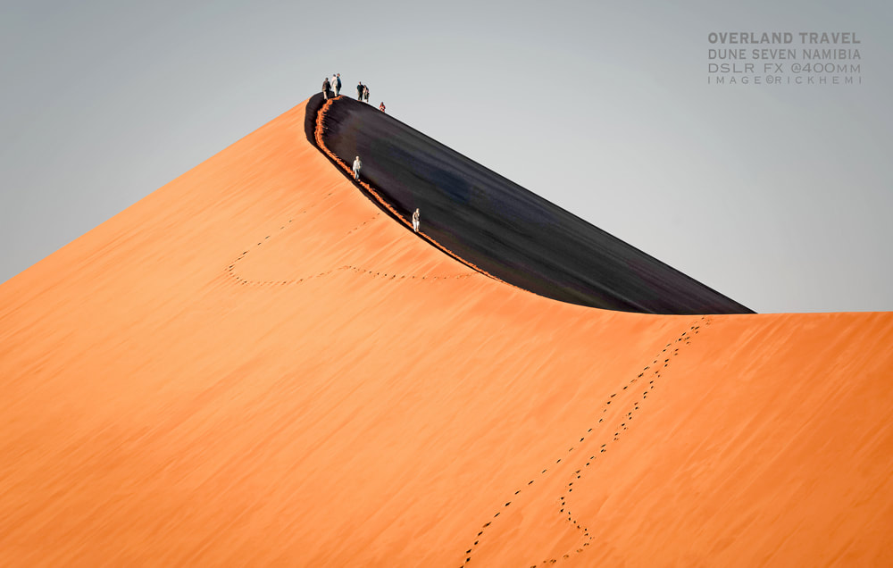 solo overland travel Africa, Namibian desert dune seven, image by Rick Hemi