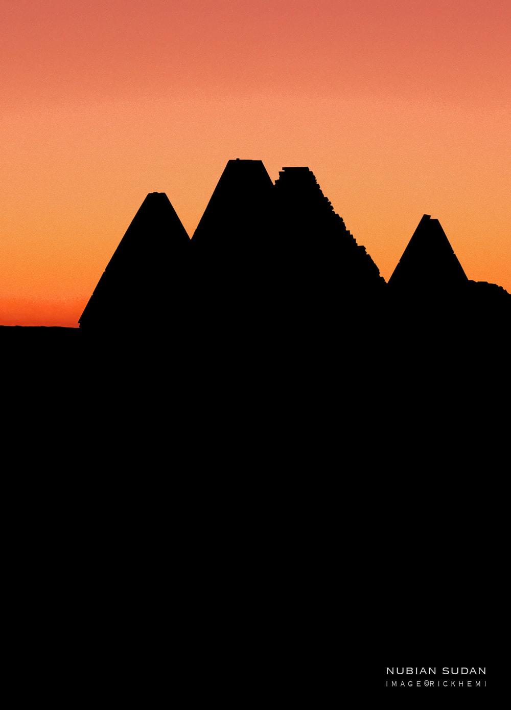solo overland travel and transit Africa, Nubian pyramids silhouette, DSLR image by Rick Hemi