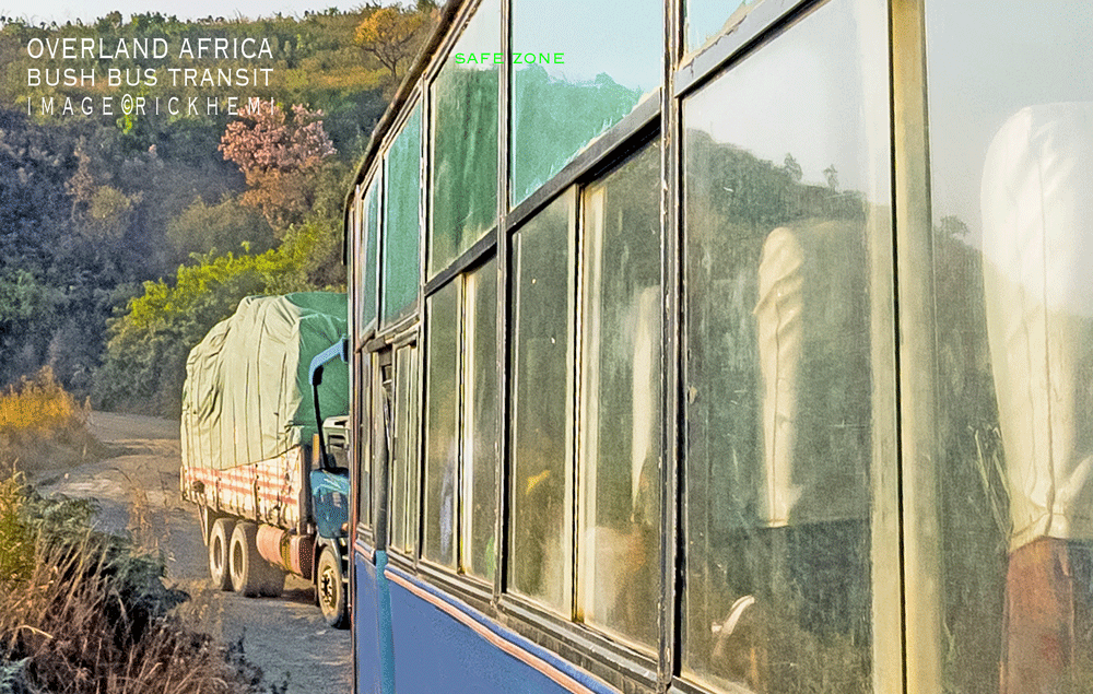 solo overland Africa, bush bus transit snap by Rick Hemi