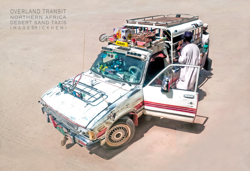 solo overland travel and transit Africa, coast to coast Africa, desert sand taxis, image by Rick Hemi