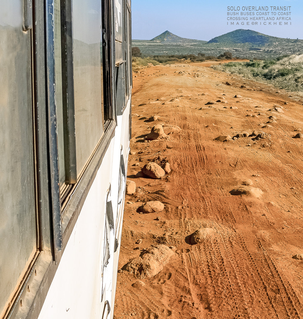 solo overland travel, ruff rugged journeys, bush buses coast to coast crossing hearland Africa, image by Rick Hemi