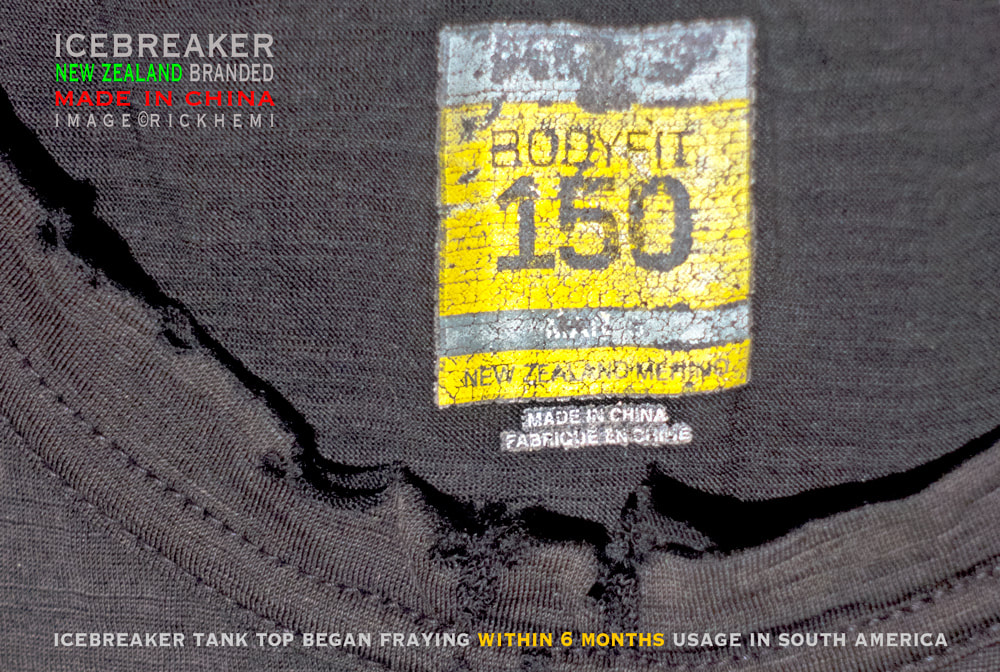 overland travel and transit baggage, Icebreaker BodyFit 150 tank top, New Zealand branded made in China, image by Rick Hemi