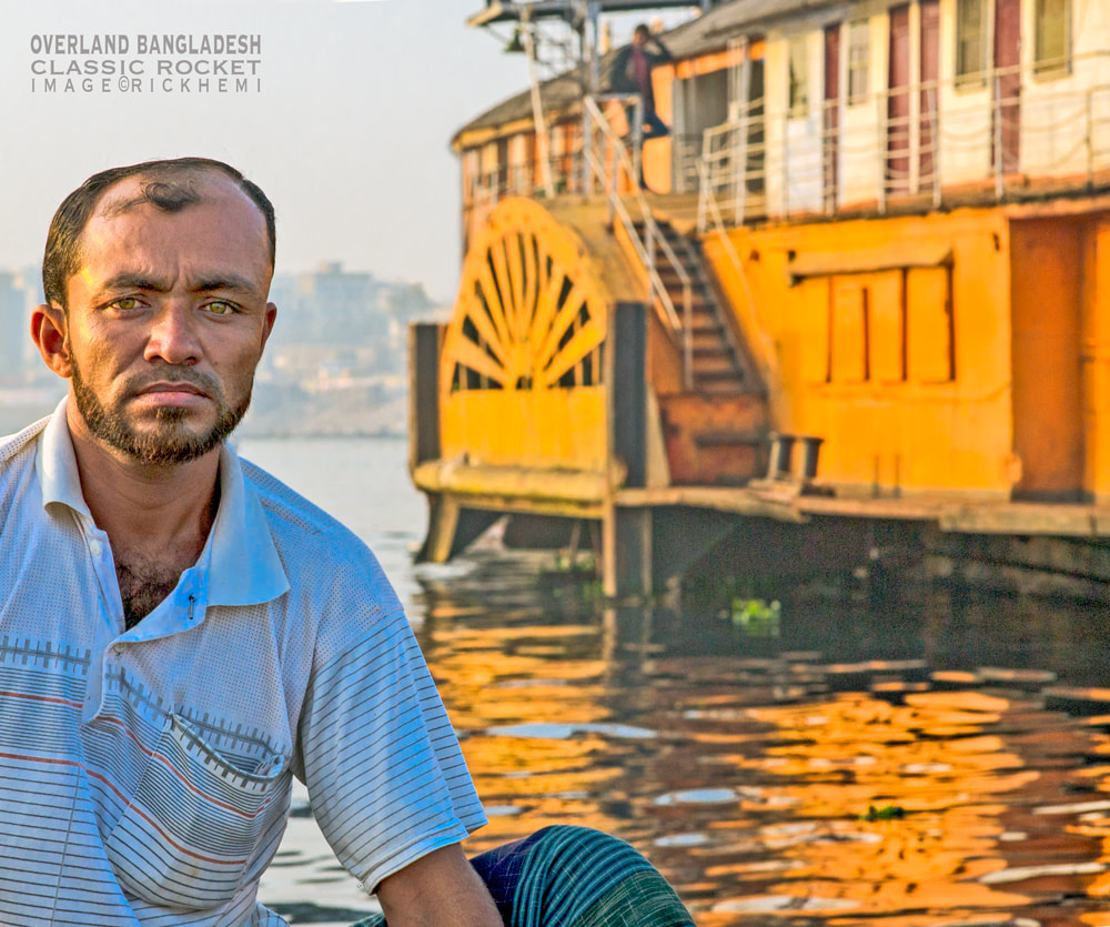 solo overland travel and transit Bangladesh, rocket ferryboat Dhaka port,  image by Rick Hemi