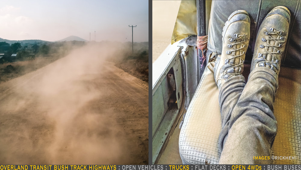 solo overland travel and transit, highway bull dust, dirt track highways, rough basic travel west, north and central Africa, images by Rick Hemi