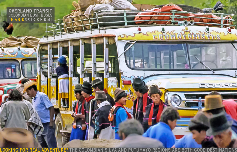 solo overland travel and transit Colombia, rural bush buses, image by Rick Hemi