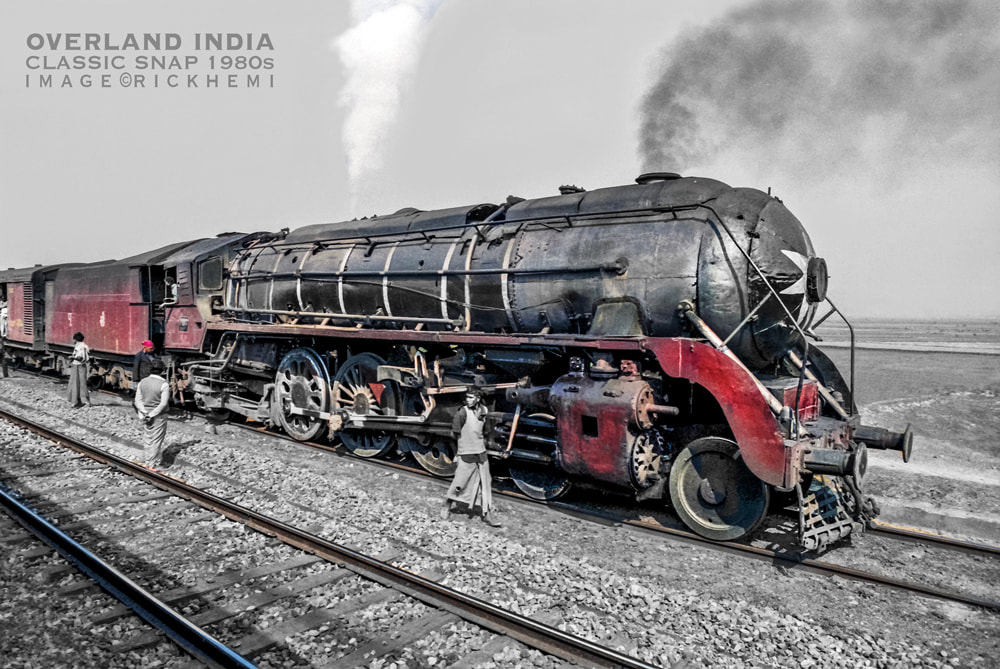 solo overland travel India, 1980s Indian steam train, image by Rick Hemi